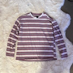 pink black and white striped long sleeve